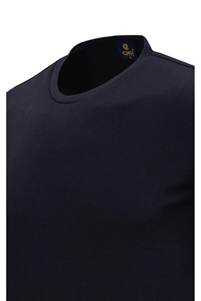 Çizgi Triko Ανδρικό μπλουζάκι με λαιμόκοψη σε μεγάλο μέγεθος Mercerized Classic Fit - 5110bat