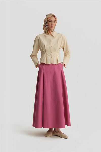 Armine 25Y1800 Model Hyacinth Pleated Cotton Skirt
