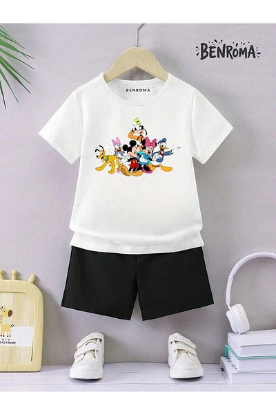 BENROMA Unisex Kids Shorts Set - Character Printed
