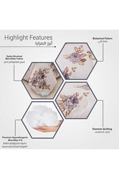 Donetella Lightweight Printed Bedding Comforter Set, 4 Pcs Single Size Fits 170x230 Cms