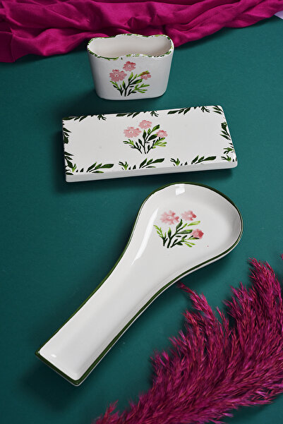 Piatti Naturali طقم مطبخ مكون من 3 قطع، مجموعة أدوات مائدة بنمط الربيع، وسادة...