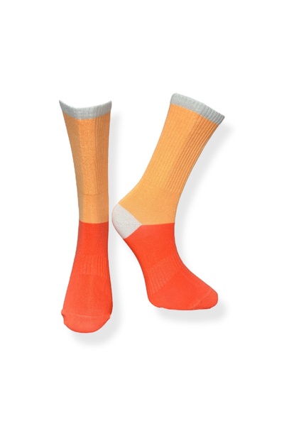 Mevo Single Unisex Orange Color Stretchy Moisturizing Cotton Socks