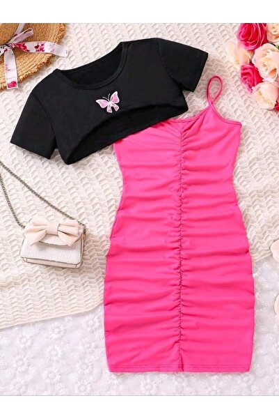 Genel Markalar Butterfly Elbise Crop Kombin