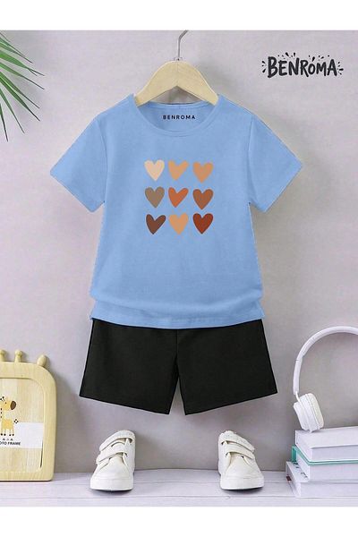BENROMA Set pantaloni scurți unisex pentru copii - imprimat cu caractere