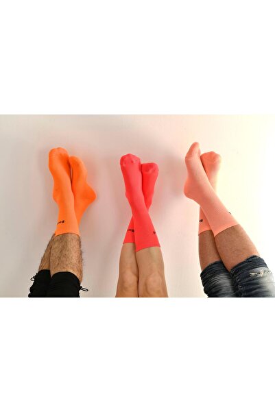 Genel Markalar Sporcu Fosfor Renkli Tenis 3'lü Pamuklu Unisex Neon Çorap Seti...