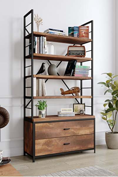 KIYMIK HOME 3009 Kitaplık Size Özel Üretim - Gerçek Ağaç - Ceviz