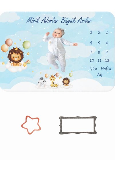 Home Bebek Hediye Polar Aylık Fotoğraf Anı Battaniyesi, Yeni Doğan Bebek Anı ...