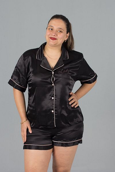Truva XXL Plus Size Satin Suit with Shorts