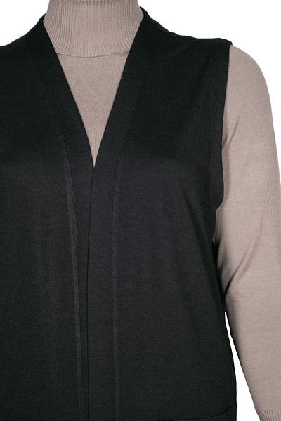 Hermevsim Hesna Women's Buğra Pocket Buttonless Black Vest