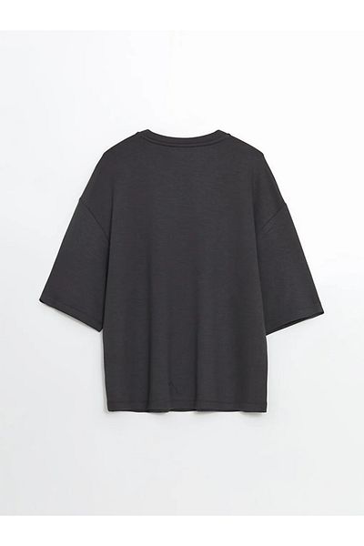 LC Waikiki Tricou pentru damă cu imprimeu Manhattan cu decolteu antracit LCW Vision