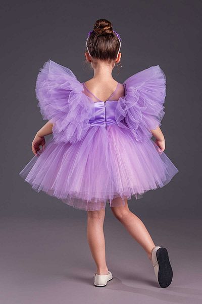 vestitino Lilac Pearl Crown Tutu Skirt Puffy Sleeves Girl's Evening Dress 1662