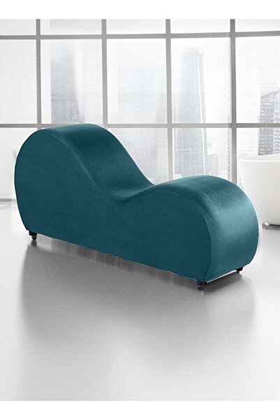 soufa dibaj أريكة استرخاء رومانسية صغيرة فاخرة بنمط سادة من قماش المخمل - فيروزي غامق - 170 × 70 × 40 سم