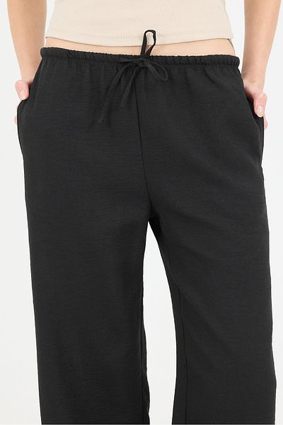 Addax Elastic Waist Front Tie Wide Leg Trousers Pn16599-U1