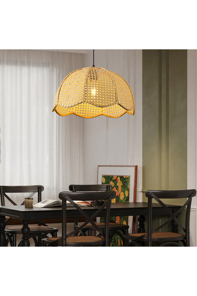 Apliqa Alvise Tekli Hazeran Model Rattan Modern Tasarım Oturma Odası Avize