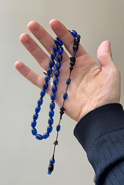 TESBİHKENTİ إيمين ريشفاني ماستر براعة اللون الأزرق الداكن النار العنبر مسبحة