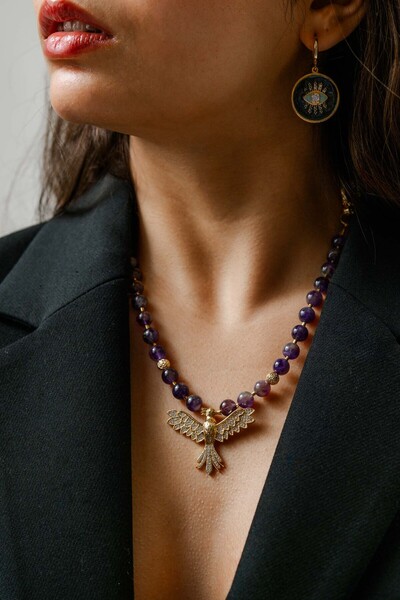 Gigi Wish Love Anka kolye (ametist taşı)