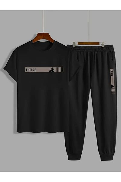 DAXİS Sportwear Company T-Shirt and Jogger Sweatpants - Printed Sweatpants Set