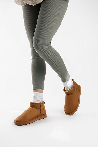 Shupe Γυναικείες μπότες Ultra Mini Suede σε Tan and Cinnamon χρώμα - Χειμερινή σόλα & μποτάκι με γούνα στο εσωτερικό