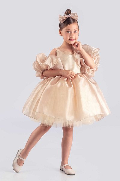 vestitino Beige Princess Model Fluffy Girl's Evening Dress 1666