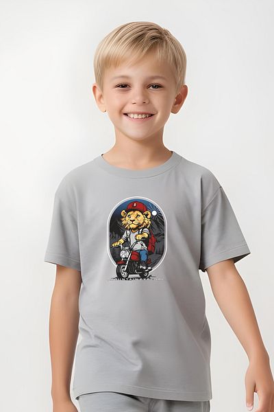 panios kids Boy's Capri and T-Shirt Bottom-Top Set with Passenger Lion Print