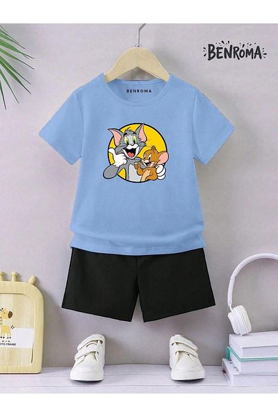 BENROMA Set pantaloni scurți unisex pentru copii - imprimat cu caractere