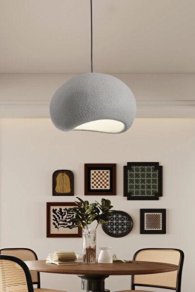 Apliqa Tretan Tekli Gri Beton Modern Sarkıt Oturma Odası Salon Sarkıt Avize