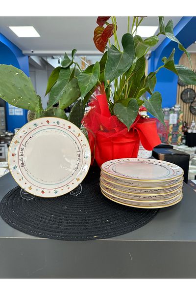 ACAR Livaldi̇ Ceramic 6 Pieces Cake Plate