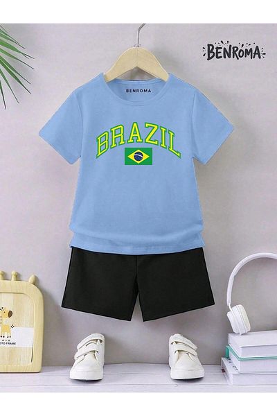 BENROMA Set pantaloni scurți unisex pentru copii - imprimat cu caractere