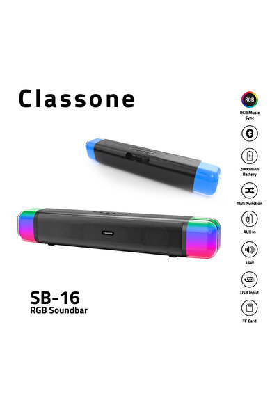Classone Soundbar SB-16 RGB Işık Bluetooth Hoparlör