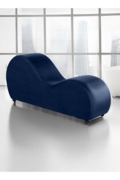 soufa dibaj كرسي استرخاء رومانسي صغير فاخر بنمط سادة من قماش المخمل - أزرق داكن - 170 × 70 × 40 سم