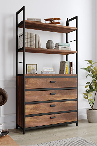 KIYMIK HOME 3014 Kitaplık Size Özel Üretim - Gerçek Ağaç - Ceviz