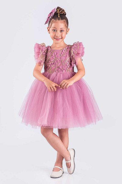 vestitino Pink Tutu Skirt Embroidered Girl's Dress 1648