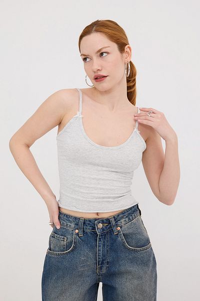 Addax Basic Tank Top με λεπτομέρεια κορδέλας A1604