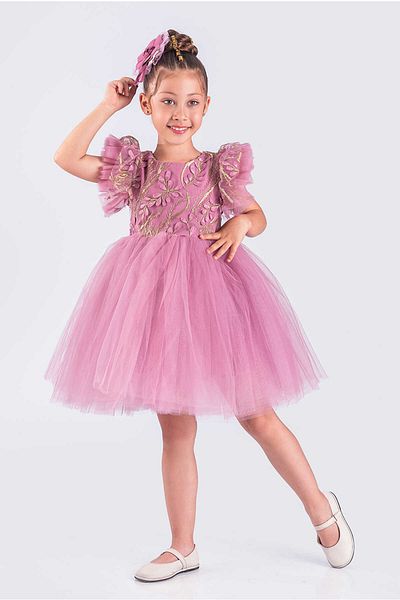 vestitino Pink Tutu Skirt Embroidered Girl's Dress 1648
