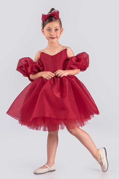vestitino Red Princess Model Puffy Girl's Evening Dress 1666