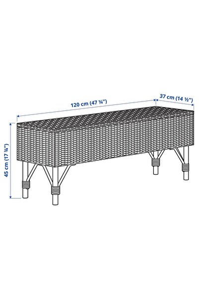 IKEA bank, rattan, 120 cm