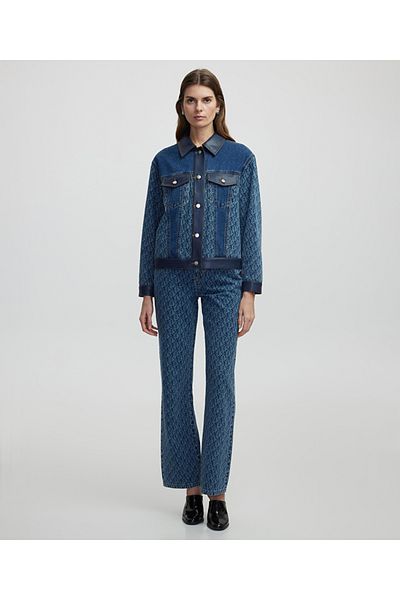 İpekyol Monogram Printed Denim Coat