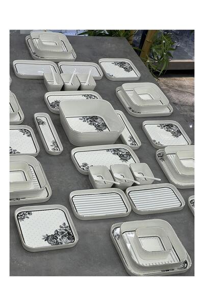 ACAR Leonas Lüx Porselen Kare 45 Parça Yemek & Kahvaltı Takımı