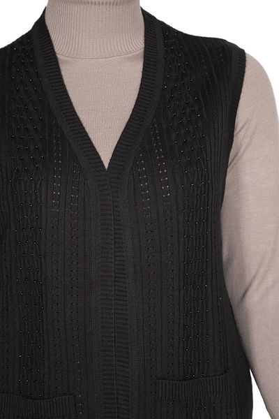 Hermevsim Vestă neagră cu mărgele de buzunar pentru tricotaje Karen Hesna