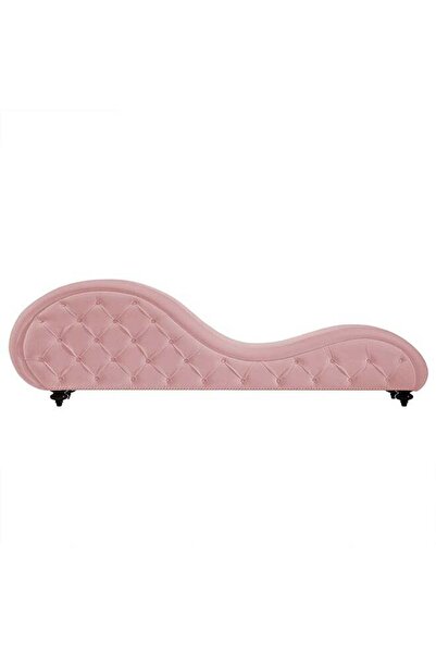 soufa dibaj كرسي استرخاء رومانسي فاخر بنمط تنجيد من قماش مخملي - وردي فاتح - 180x80x50 سم