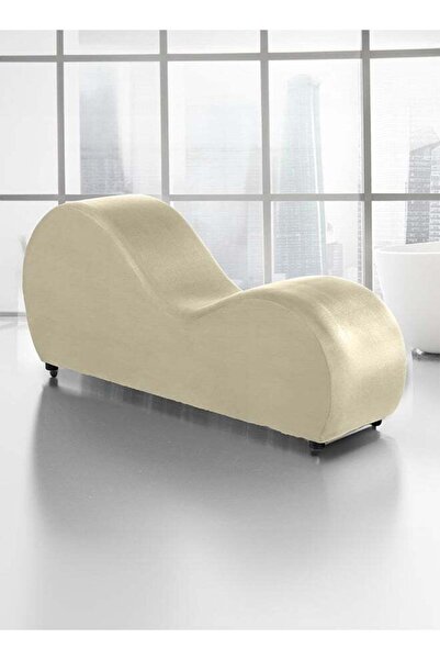 soufa dibaj كرسي استرخاء رومانسي صغير فاخر بنمط سادة من قماش مخملي - بيج فاتح - 170x70x40 سم