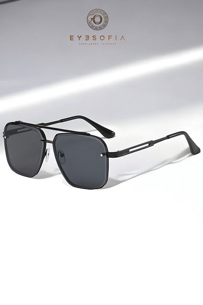 Eyesofia Dika Black Luxury Unisex Titanium Sunglasses
