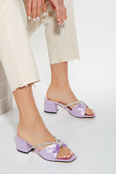 Best Group New Season Low Heel Satin Rhinestone Slippers