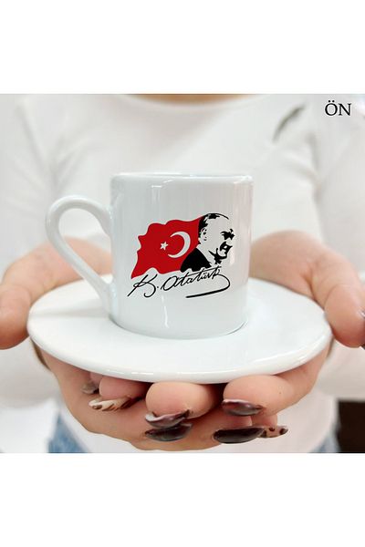Hediyeciabla Special Design Special Moments Turkish Flag Mustafa Kemal Ataturk Turkish Coffee Cups