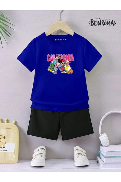 BENROMA Set pantaloni scurți unisex pentru copii - imprimat cu caractere