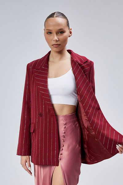 Bolivente Women's Stone Embroidered Regular Padded Blazer Jacket