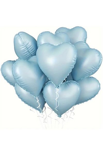 BeySüS Blue Retro Heart Foil Balloon 18 Inch 5 Pieces