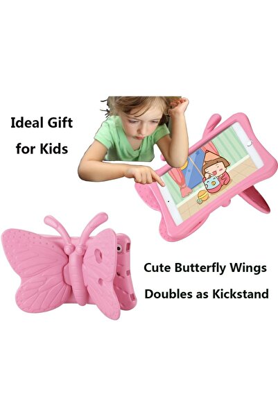 AWH iPad Mini Case for Kids, Lightweight Butterfly Design, Shockproof EVA Foam, Pink.