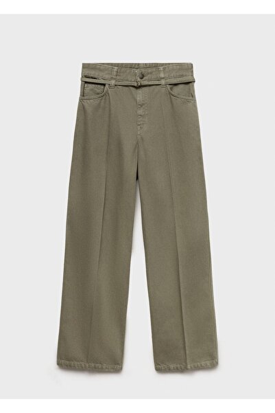 MANGO Woman Kemer detaylı wideleg pantolon