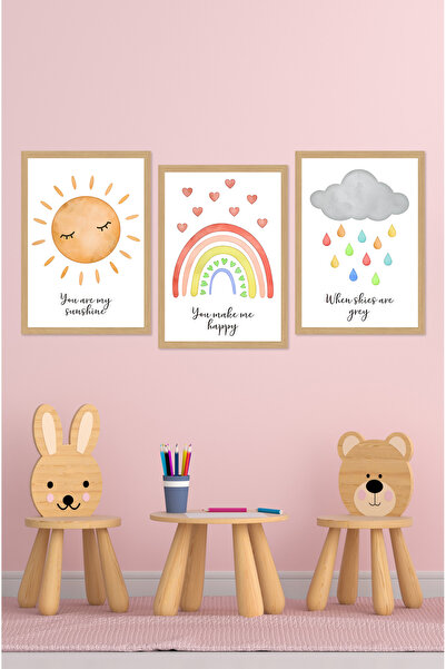 kutuTR Dekorize Mdf Tablo Seti 3 Parça 3 Mm - Salon Oturma Odası Için Bohem D...